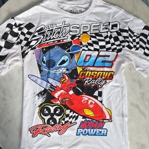 Disney Stitch White, Red & Blue Cosmic Rally Racing Tee